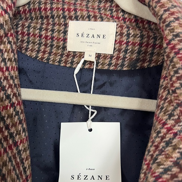 Sézane Wool Houndstooth Print Utility Jacket w/ Tags size M - Picture 6 of 6